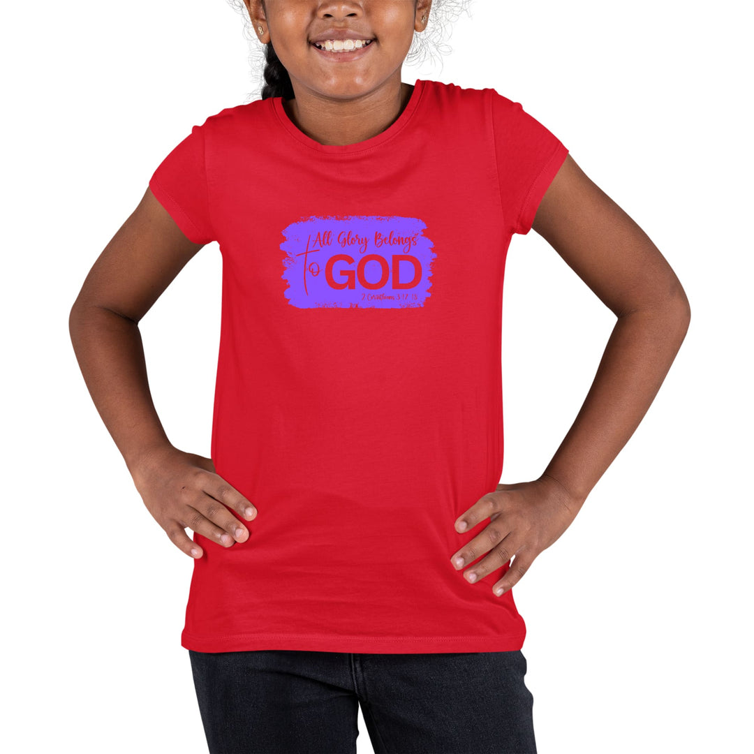 Youth Short Sleeve Graphic T-shirt All Glory Belongs to God Lavender - Girls