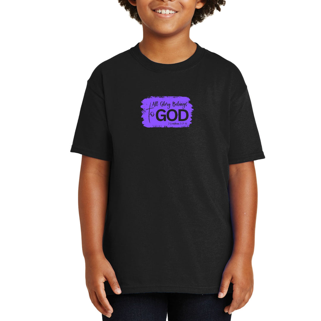 Youth Short Sleeve Graphic T-shirt All Glory Belongs To God Lavender - Youth