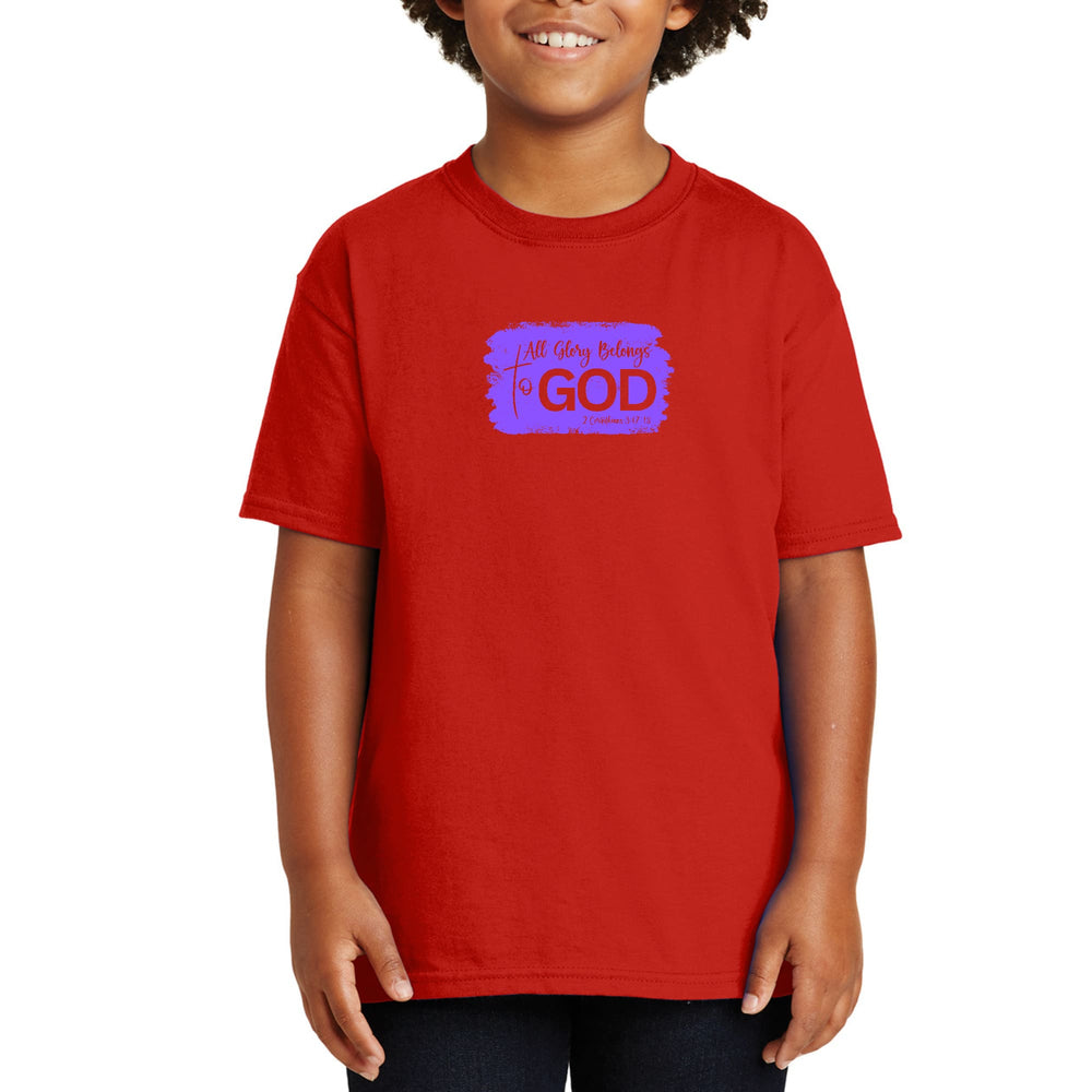 Youth Short Sleeve Graphic T-shirt All Glory Belongs To God Lavender - Youth