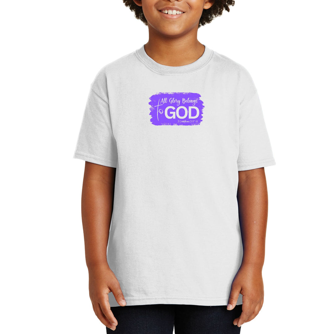 Youth Short Sleeve Graphic T-shirt All Glory Belongs To God Lavender - Youth