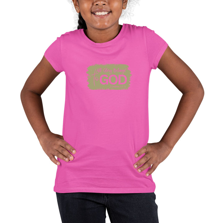 Youth Short Sleeve Graphic T-shirt All Glory Belongs to God Olive - Girls