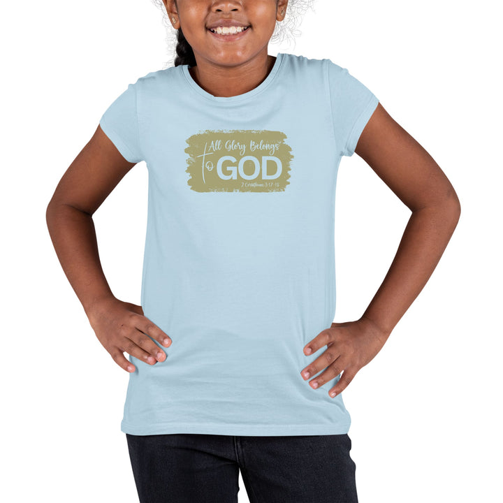 Youth Short Sleeve Graphic T-shirt All Glory Belongs to God Olive - Girls