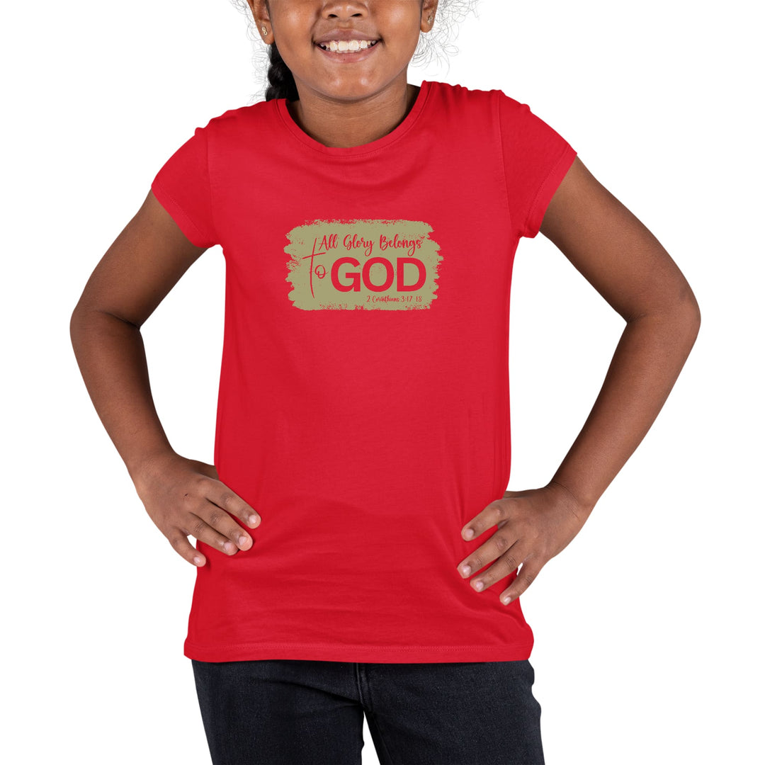 Youth Short Sleeve Graphic T-shirt All Glory Belongs to God Olive - Girls