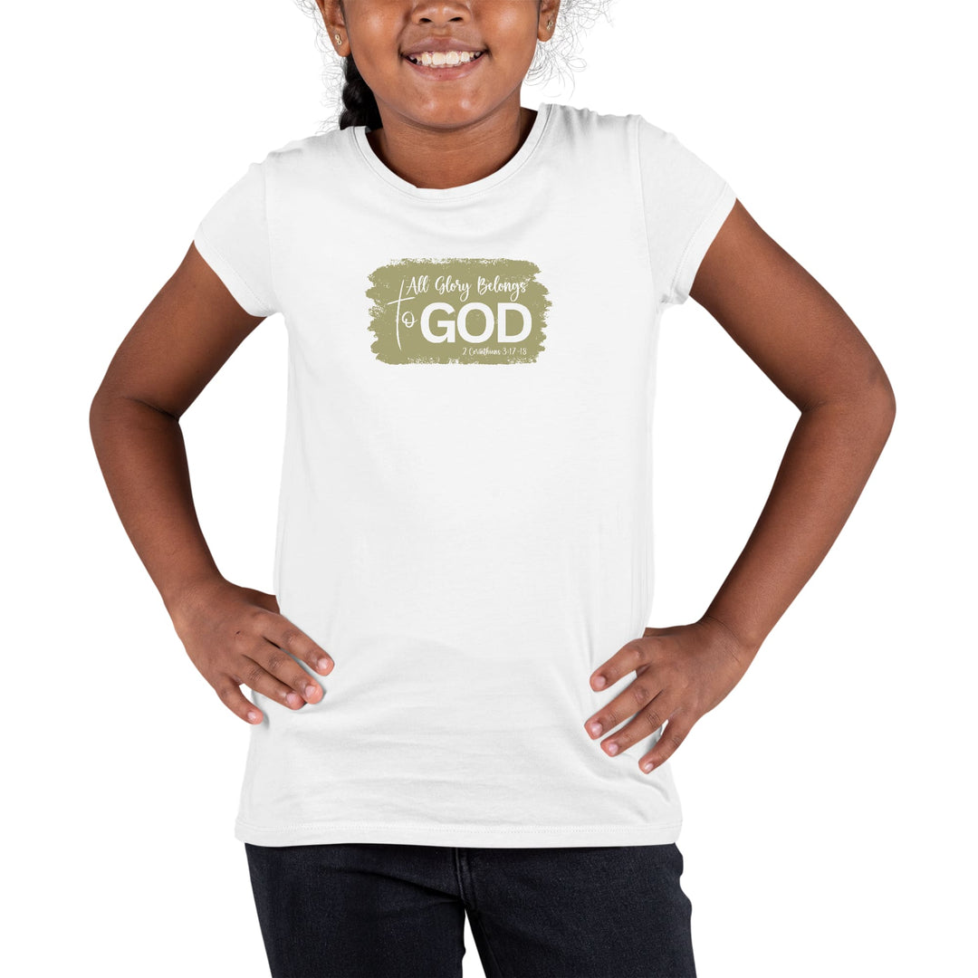 Youth Short Sleeve Graphic T-shirt All Glory Belongs to God Olive - Girls