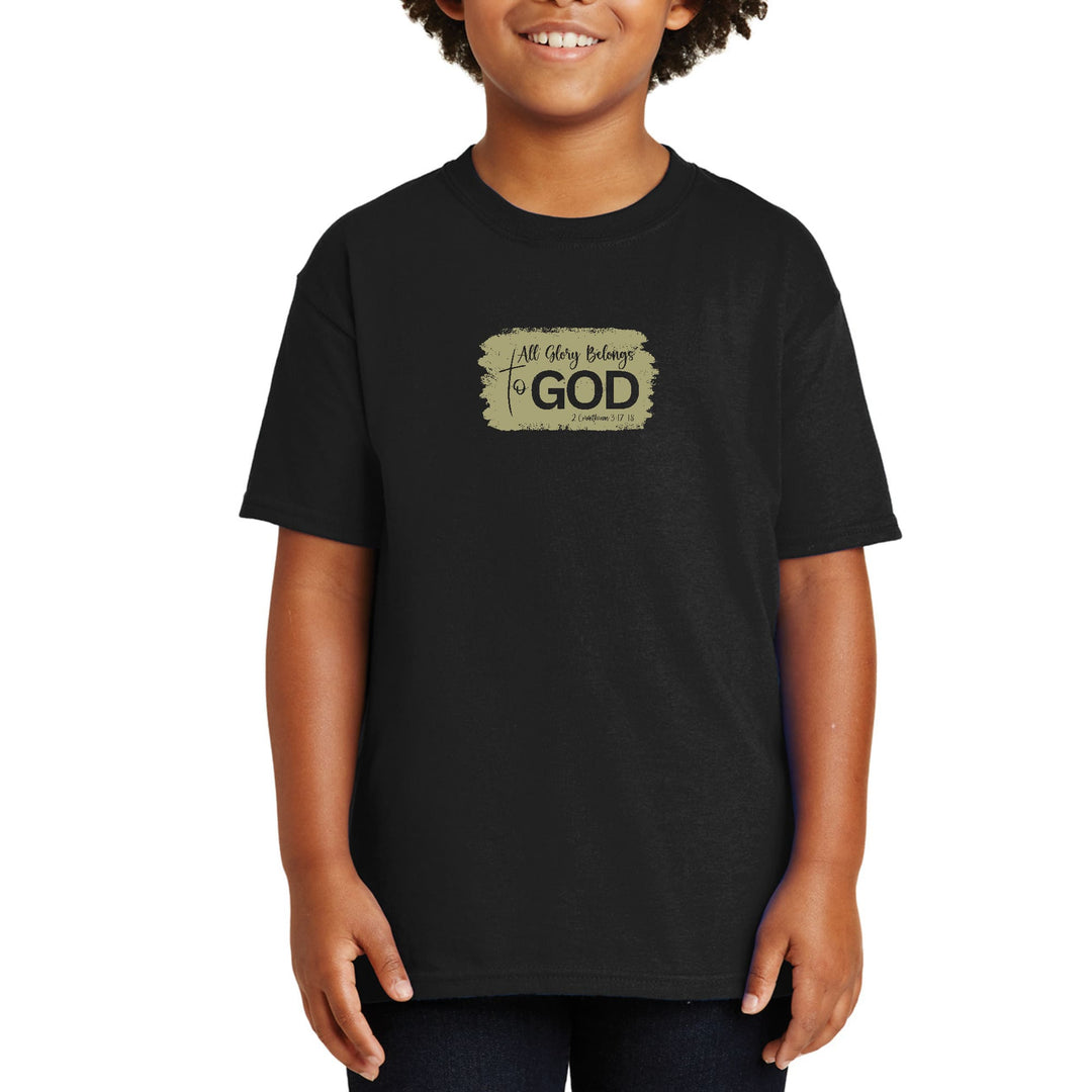 Youth Short Sleeve Graphic T-shirt - All Glory Belongs to God - Olive