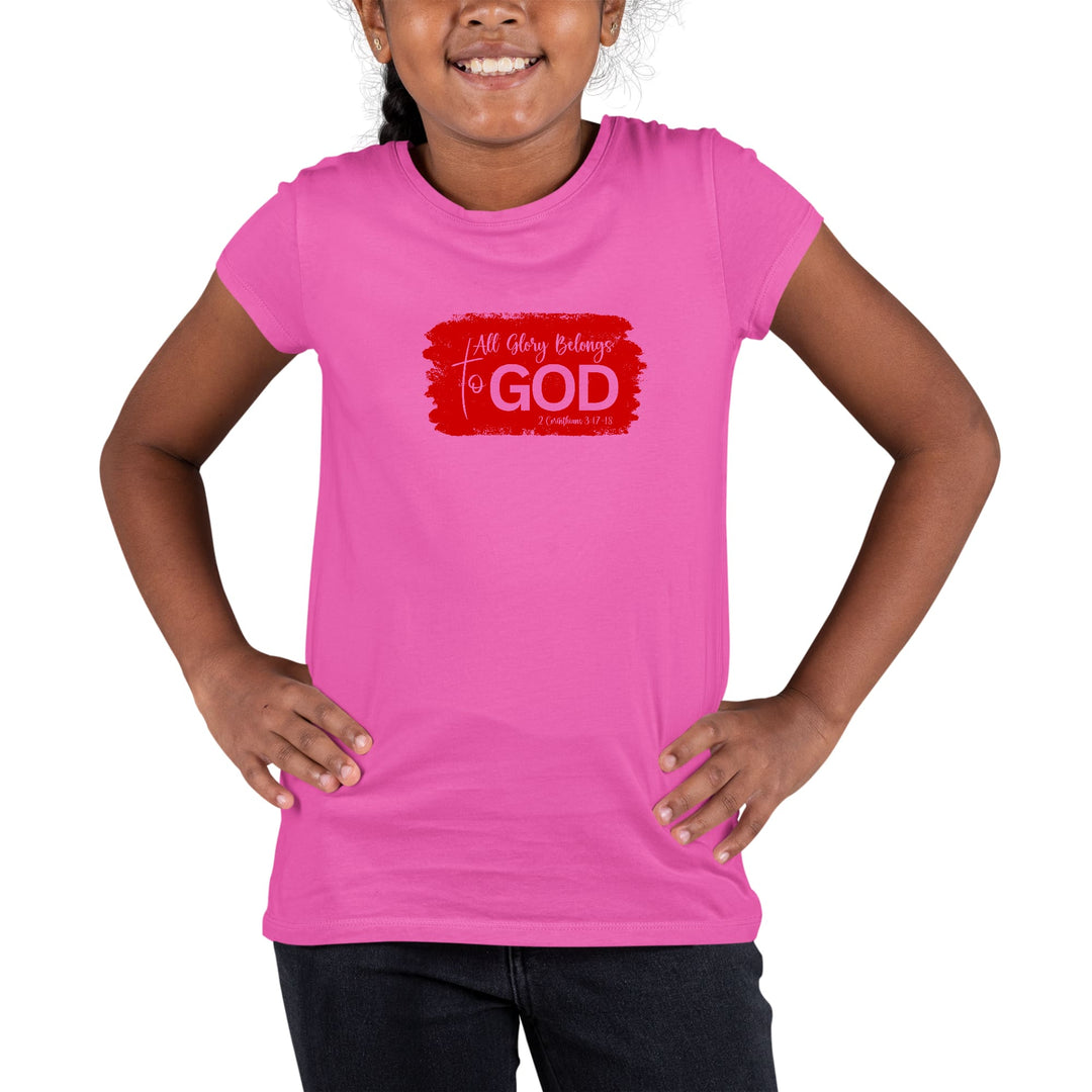 Youth Short Sleeve Graphic T-shirt All Glory Belongs To God Red - Girls