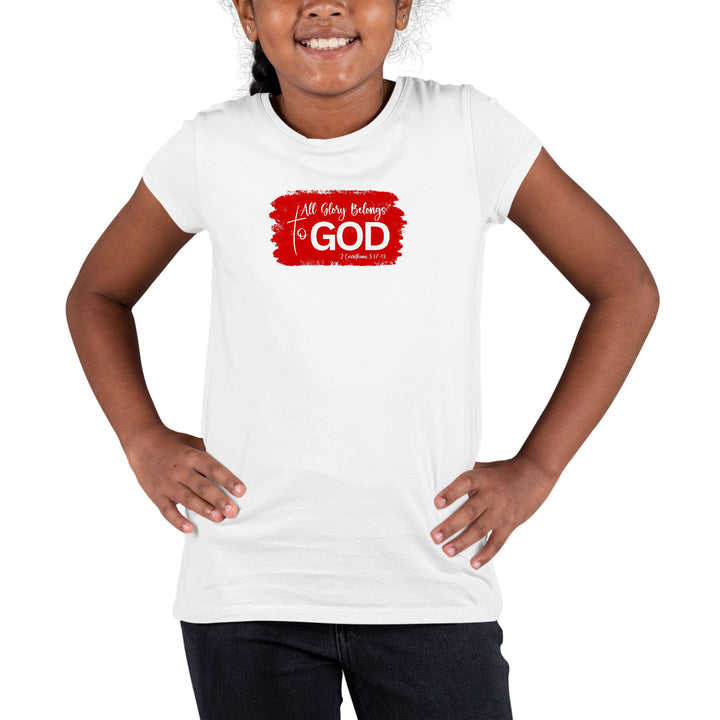 Youth Short Sleeve Graphic T-shirt All Glory Belongs To God Red - Girls