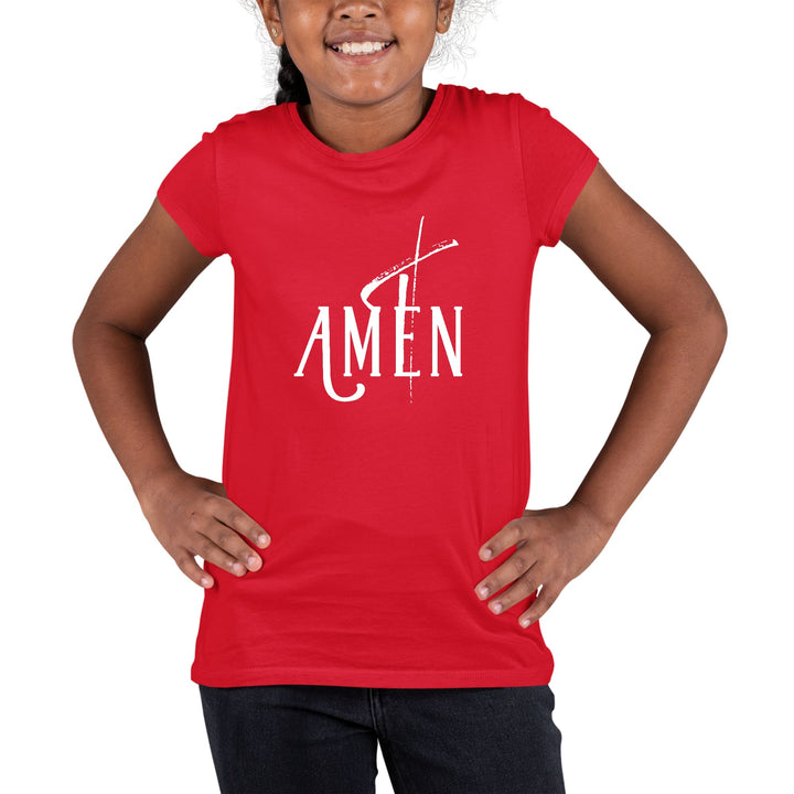 Youth Short Sleeve Graphic T-shirt Amen White Print - Girls | T-Shirts