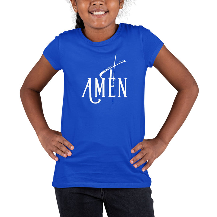 Youth Short Sleeve Graphic T-shirt Amen White Print - Girls | T-Shirts