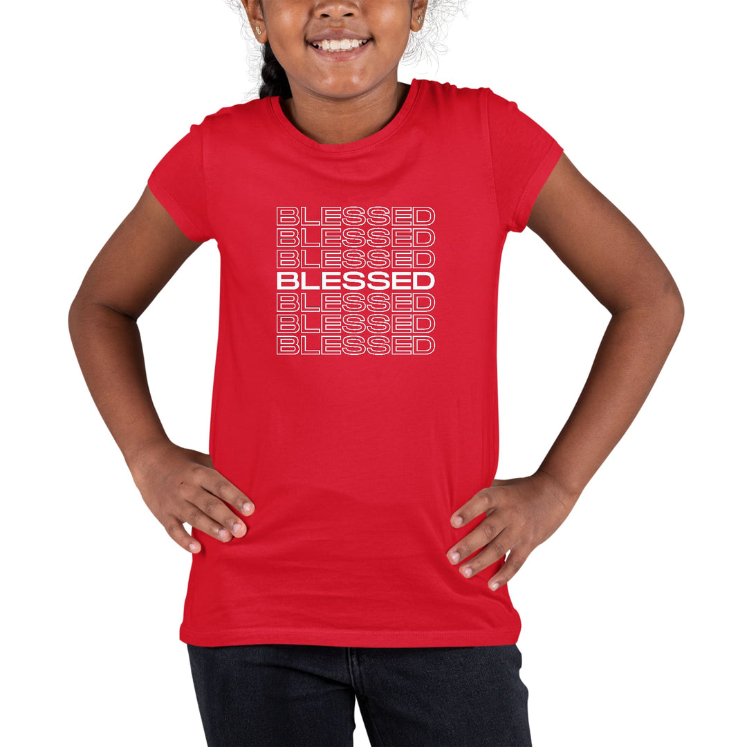 Youth Short Sleeve Graphic T-shirt Blessed Stacked Print - Girls | T-Shirts