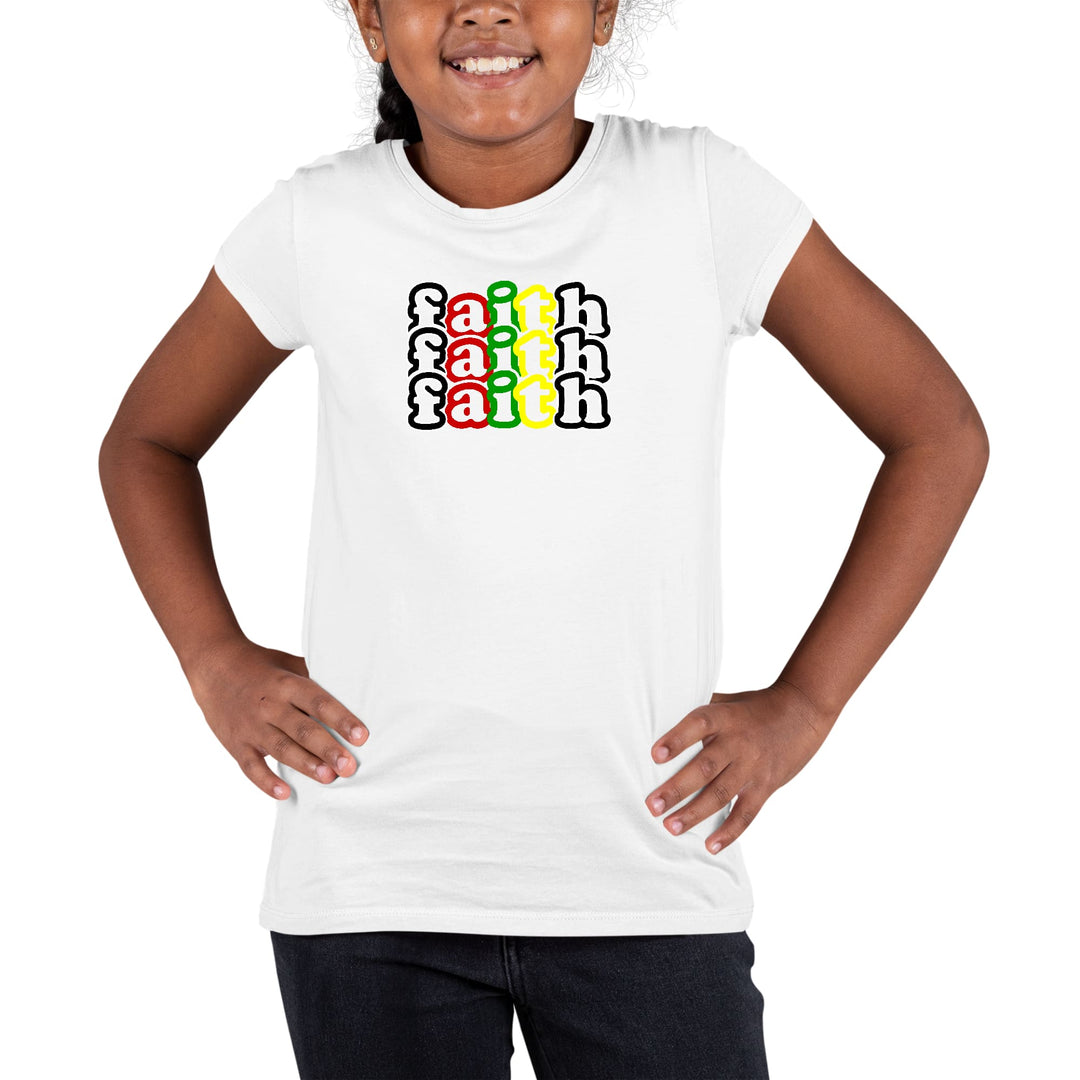 Youth Short Sleeve Graphic T-shirt Faith Stack Multicolor Black - Girls