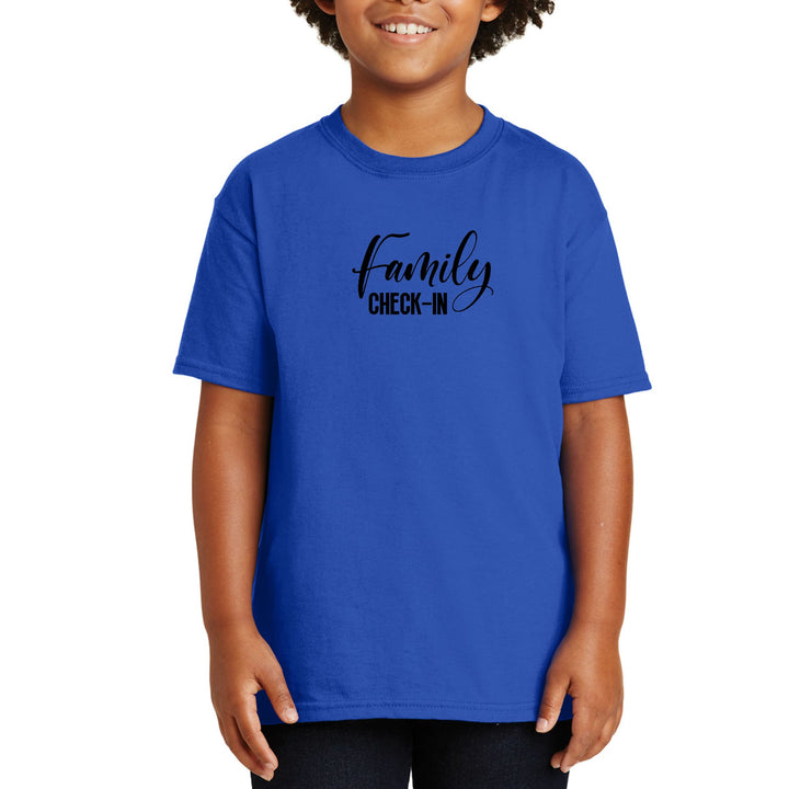 Youth Short Sleeve Graphic T-shirt Family Check-in Illustration - Youth