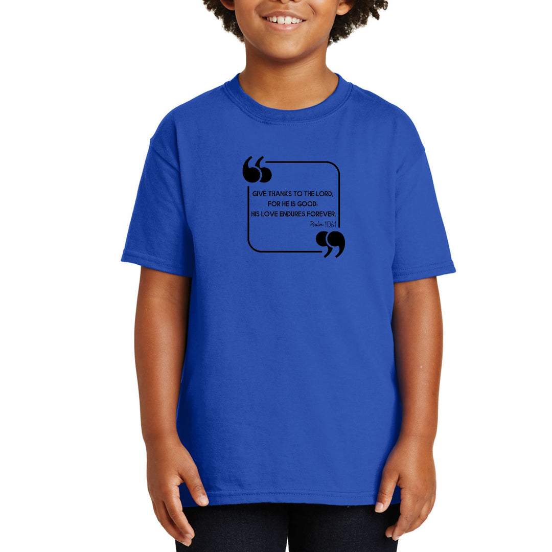 Youth Short Sleeve Graphic T-shirt Give Thanks To The Lord Black - Youth