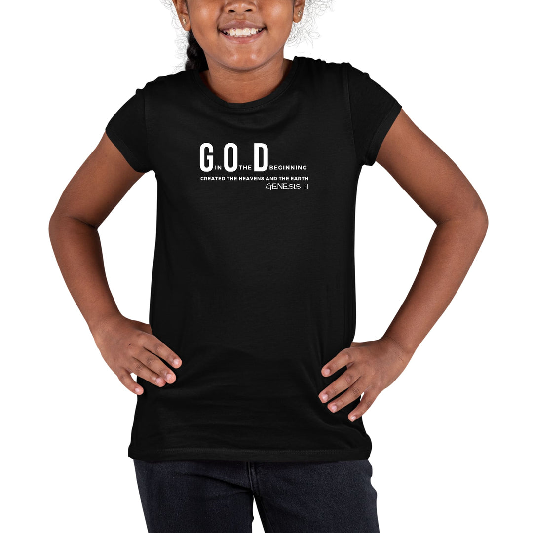 Youth Short Sleeve Graphic T-shirt God in the Beginning Print - Girls | T-Shirts