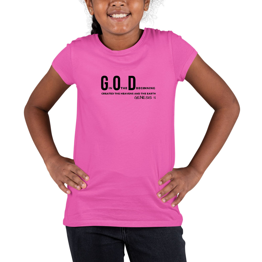 Youth Short Sleeve Graphic T-shirt God in the Beginning Print - Girls | T-Shirts