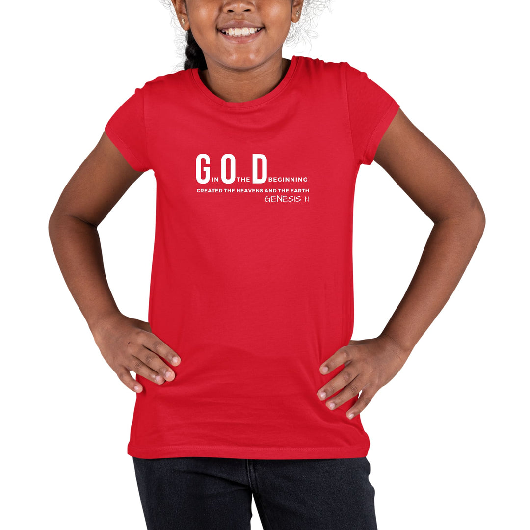 Youth Short Sleeve Graphic T-shirt God in the Beginning Print - Girls | T-Shirts