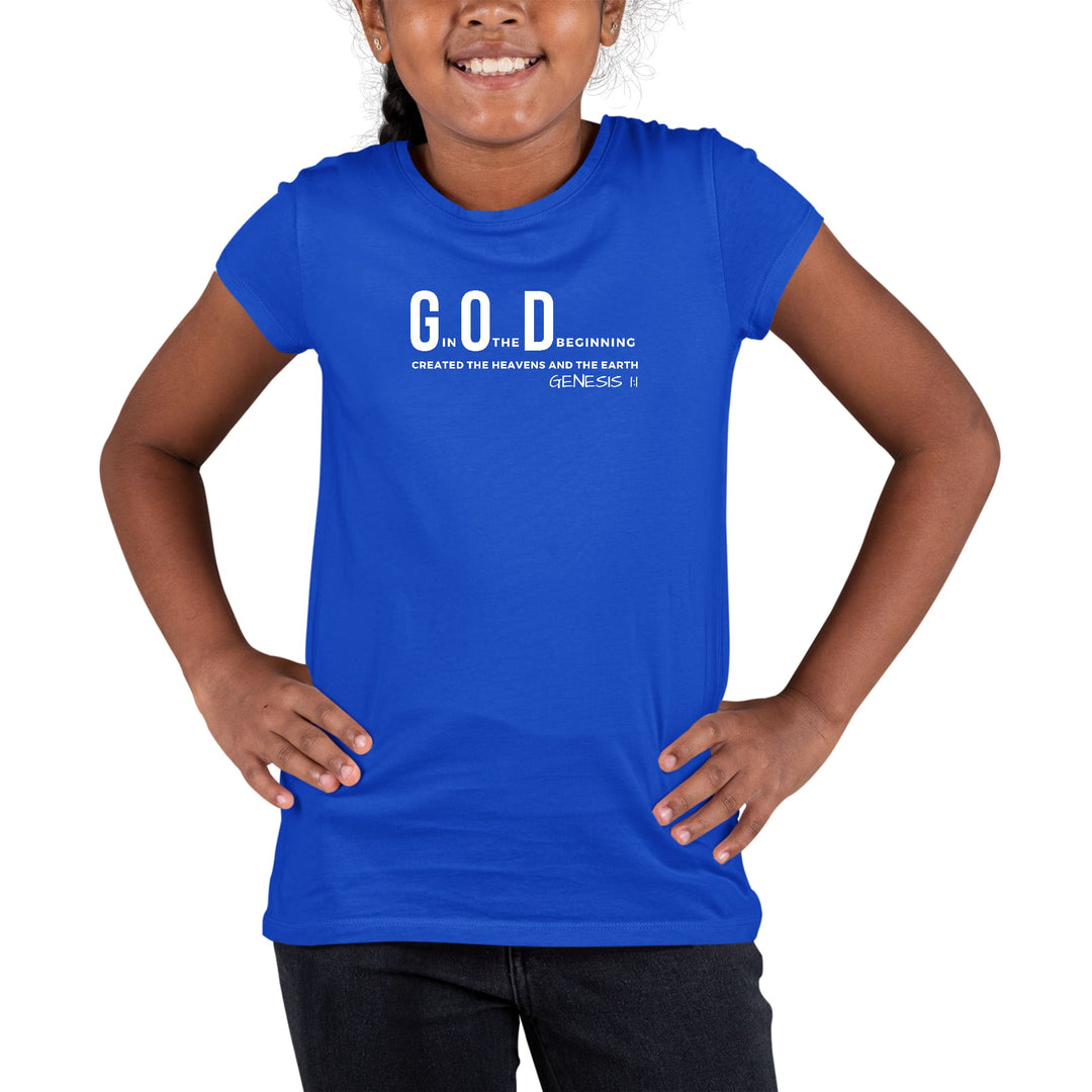 Youth Short Sleeve Graphic T-shirt God in the Beginning Print - Girls | T-Shirts