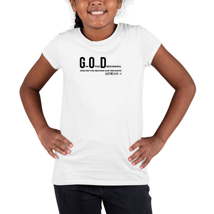 Youth Short Sleeve Graphic T-shirt God in the Beginning Print - Girls | T-Shirts