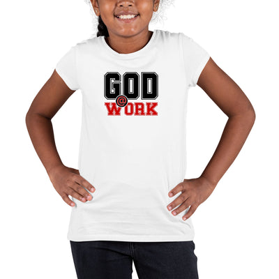 Youth Short Sleeve Graphic T-shirt God @ Work Black And Red Print - Girls