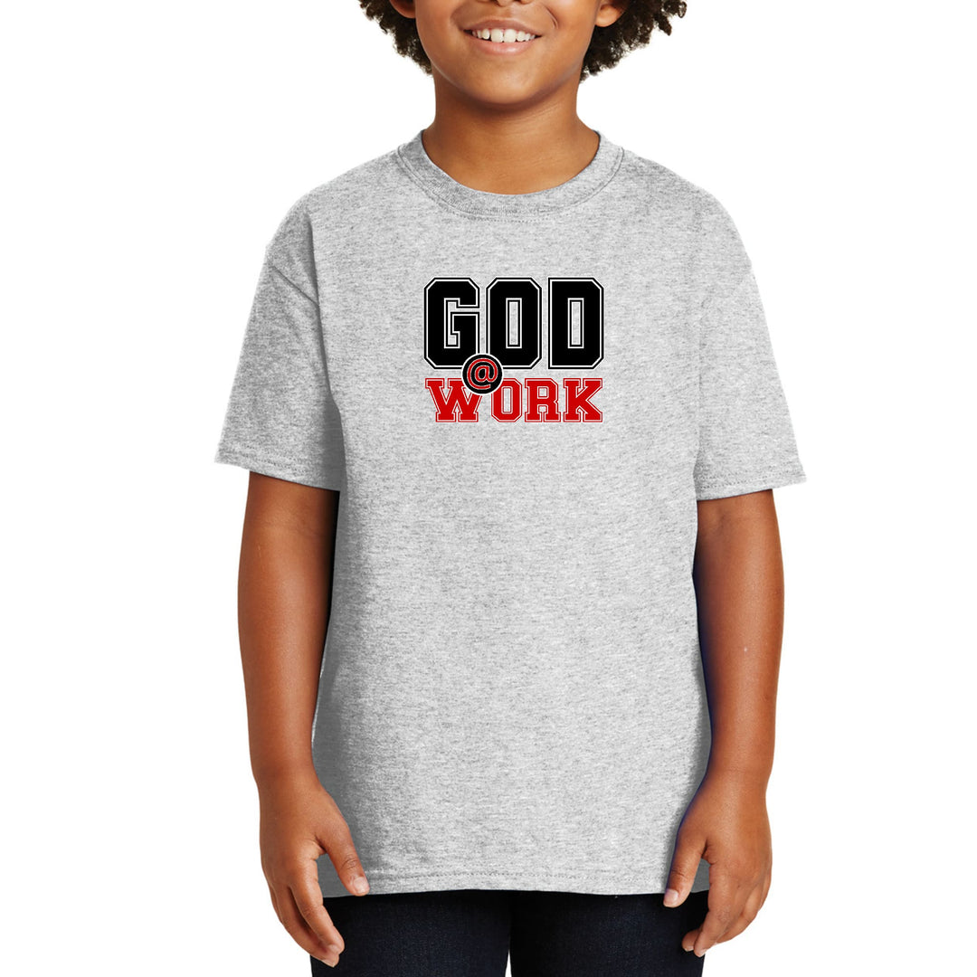 Youth Short Sleeve Graphic T-shirt God @ Work Black and Red Print - Youth