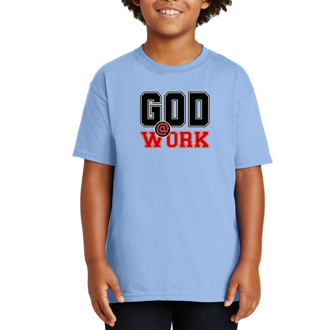 Youth Short Sleeve Graphic T-shirt God @ Work Black and Red Print - Youth