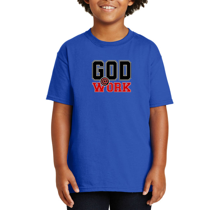 Youth Short Sleeve Graphic T-shirt God @ Work Black and Red Print - Youth