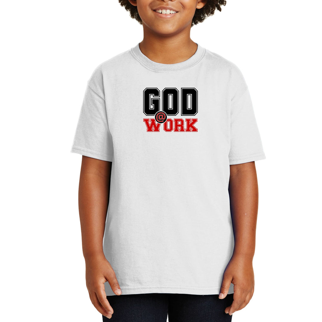 Youth Short Sleeve Graphic T-shirt God @ Work Black and Red Print - Youth