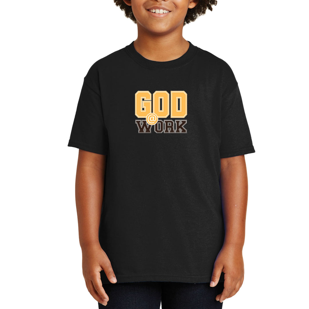 Youth Short Sleeve Graphic T-shirt God @ Work Golden Yellow - Youth | T-Shirts