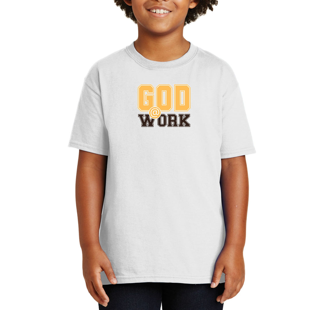Youth Short Sleeve Graphic T-shirt God @ Work Golden Yellow - Youth | T-Shirts
