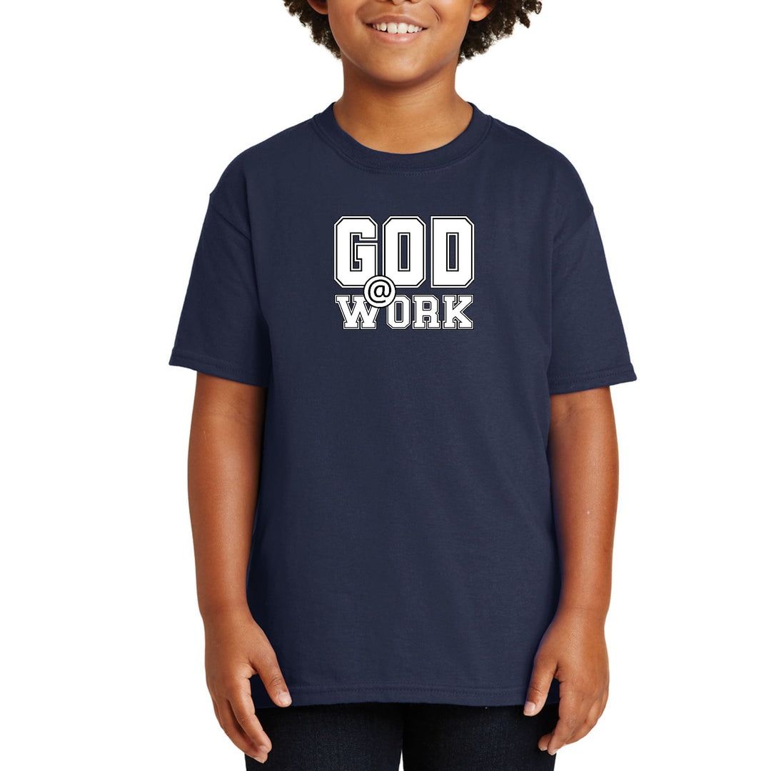 Youth Short Sleeve Graphic T-shirt - God @ Work Print - Youth/T-Shirts