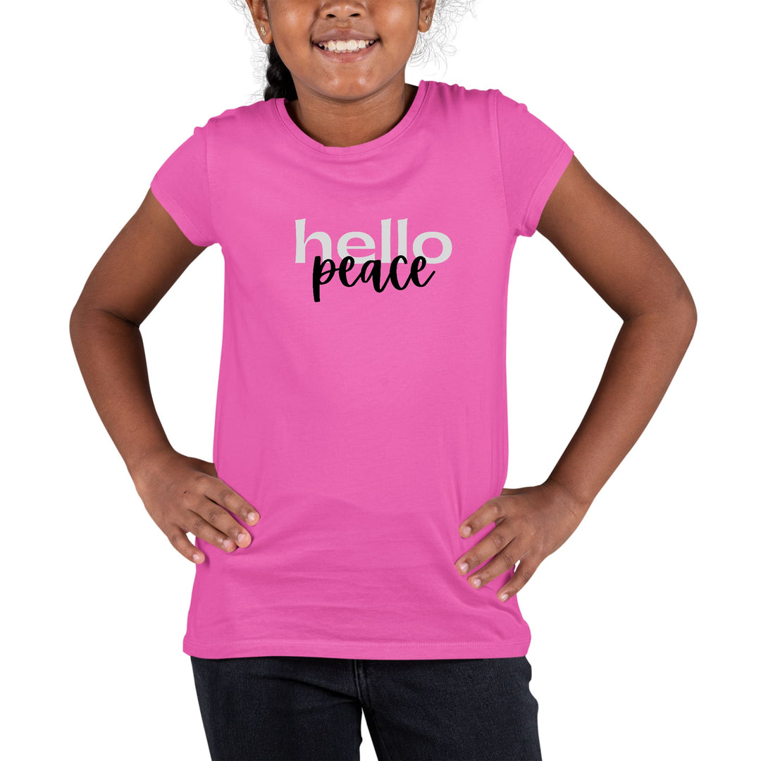 Youth Short Sleeve Graphic T-shirt Hello Peace Motivational Peaceful - Girls