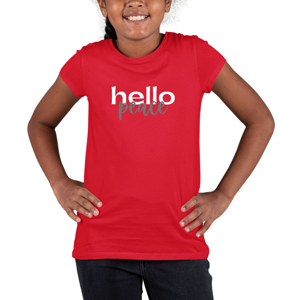 Youth Short Sleeve Graphic T-shirt Hello Peace White and Gray - Girls | T-Shirts