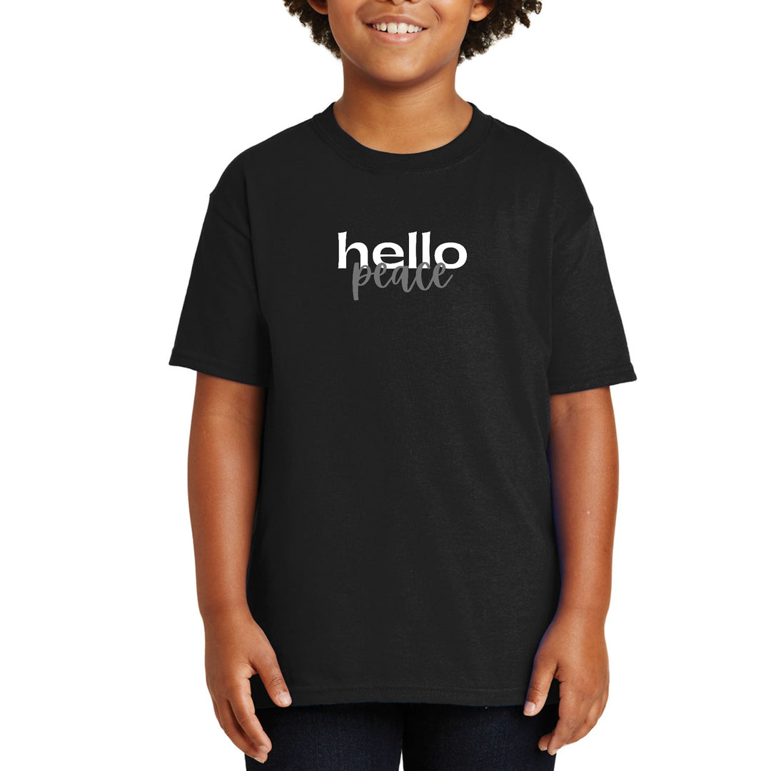 Youth Short Sleeve Graphic T-shirt Hello Peace White and Gray - Youth | T-Shirts