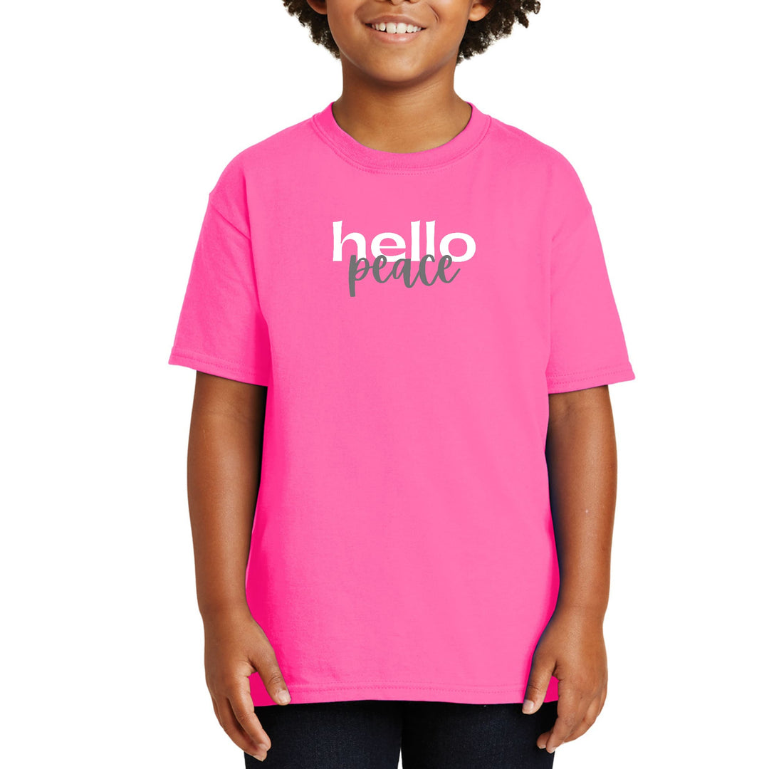 Youth Short Sleeve Graphic T-shirt Hello Peace White and Gray - Youth | T-Shirts