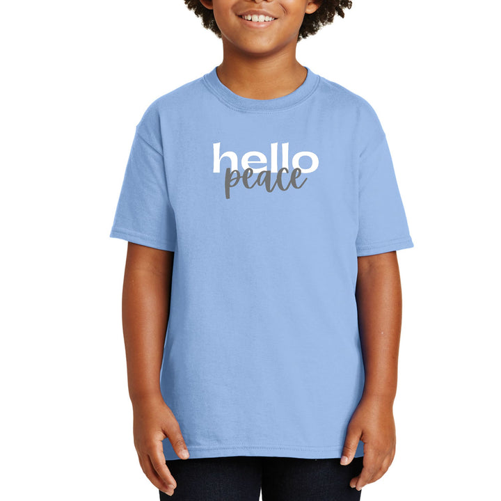 Youth Short Sleeve Graphic T-shirt Hello Peace White and Gray - Youth | T-Shirts