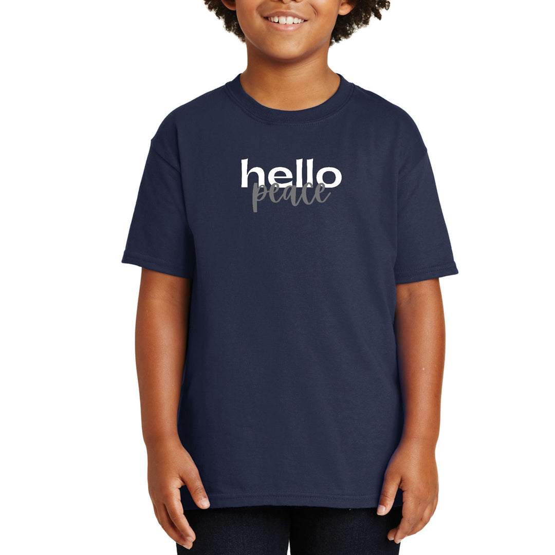 Youth Short Sleeve Graphic T-shirt Hello Peace White and Gray - Youth | T-Shirts