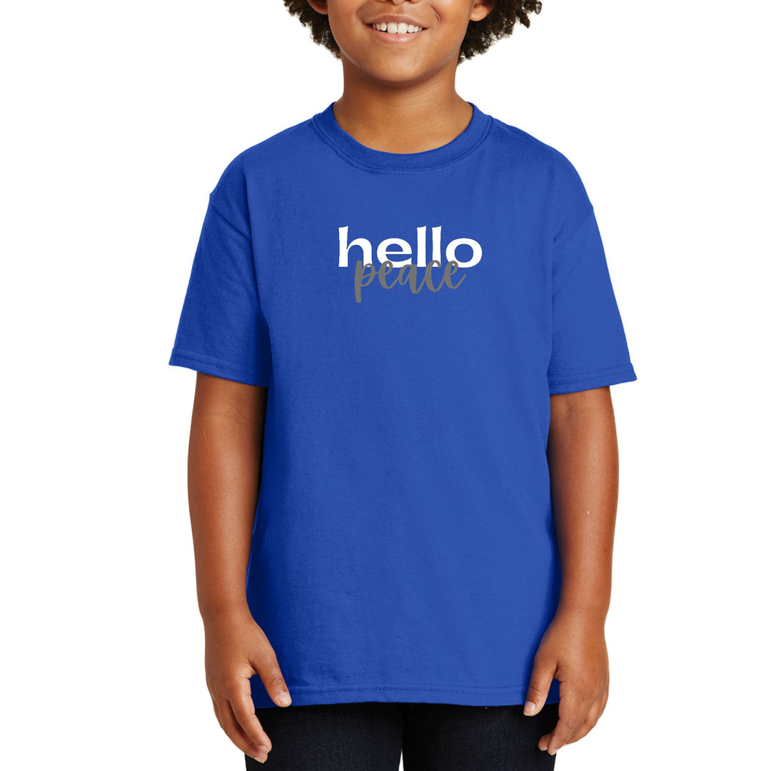 Youth Short Sleeve Graphic T-shirt Hello Peace White and Gray - Youth | T-Shirts