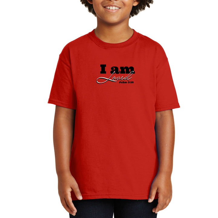 Youth Short Sleeve Graphic T-shirt i am Loved - John 3:16 Black - Youth/T-Shirts