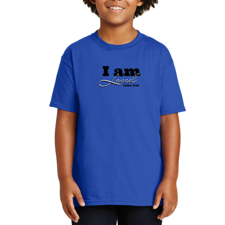 Youth Short Sleeve Graphic T-shirt i am Loved - John 3:16 Black - Youth/T-Shirts