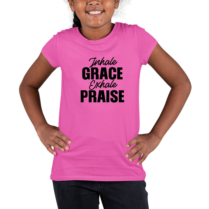 Youth Short Sleeve Graphic T-shirt Inhale Grace Exhale Praise Black