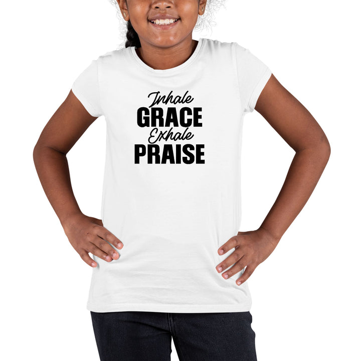 Youth Short Sleeve Graphic T-shirt Inhale Grace Exhale Praise Black