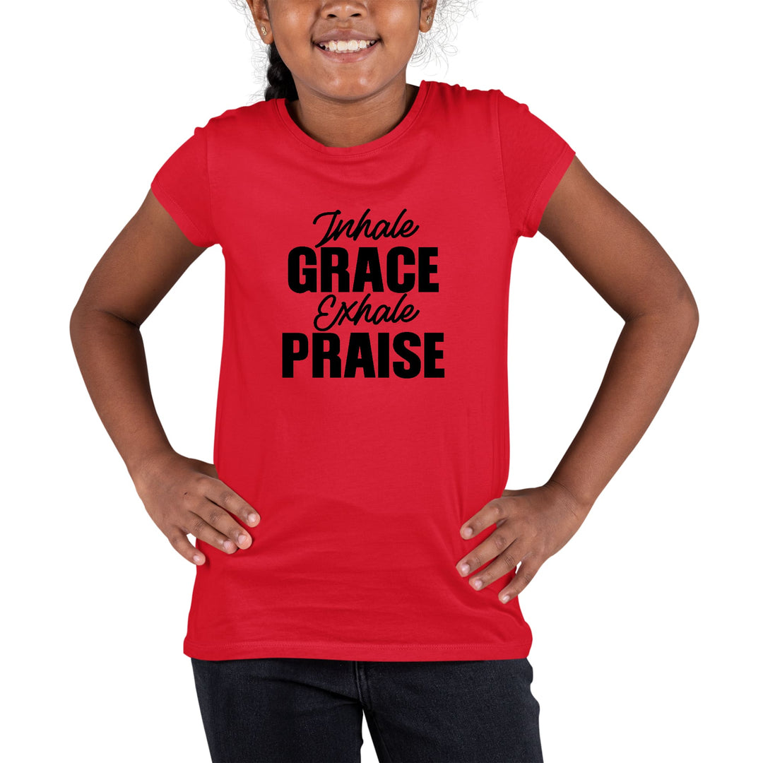 Youth Short Sleeve Graphic T-shirt Inhale Grace Exhale Praise Black