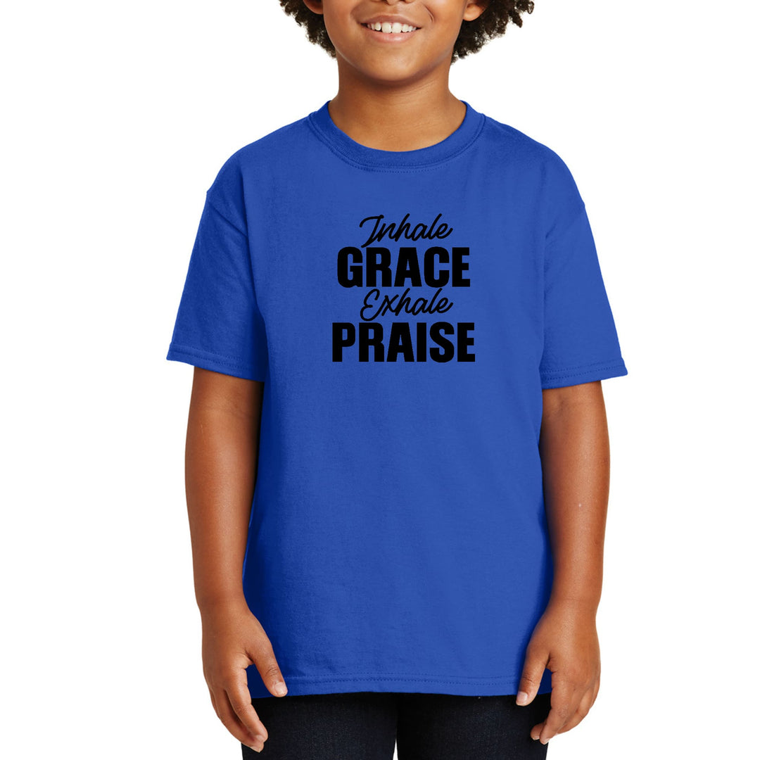 Youth Short Sleeve Graphic T-shirt Inhale Grace Exhale Praise Black - Youth