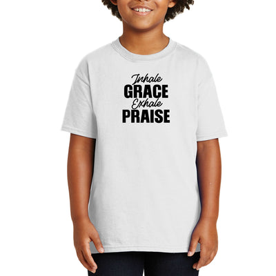 Youth Short Sleeve Graphic T-shirt Inhale Grace Exhale Praise Black - Youth