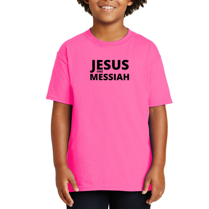 Youth Short Sleeve Graphic T-shirt Jesus One Messiah Black - Youth | T-Shirts