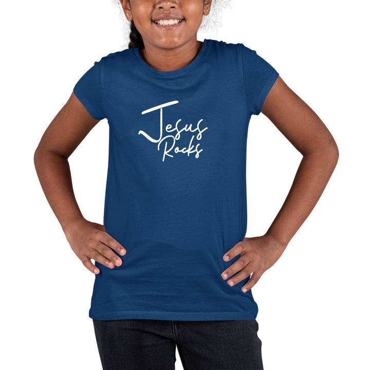 Youth Short Sleeve Graphic T-shirt Jesus Rocks Print - Girls | T-Shirts