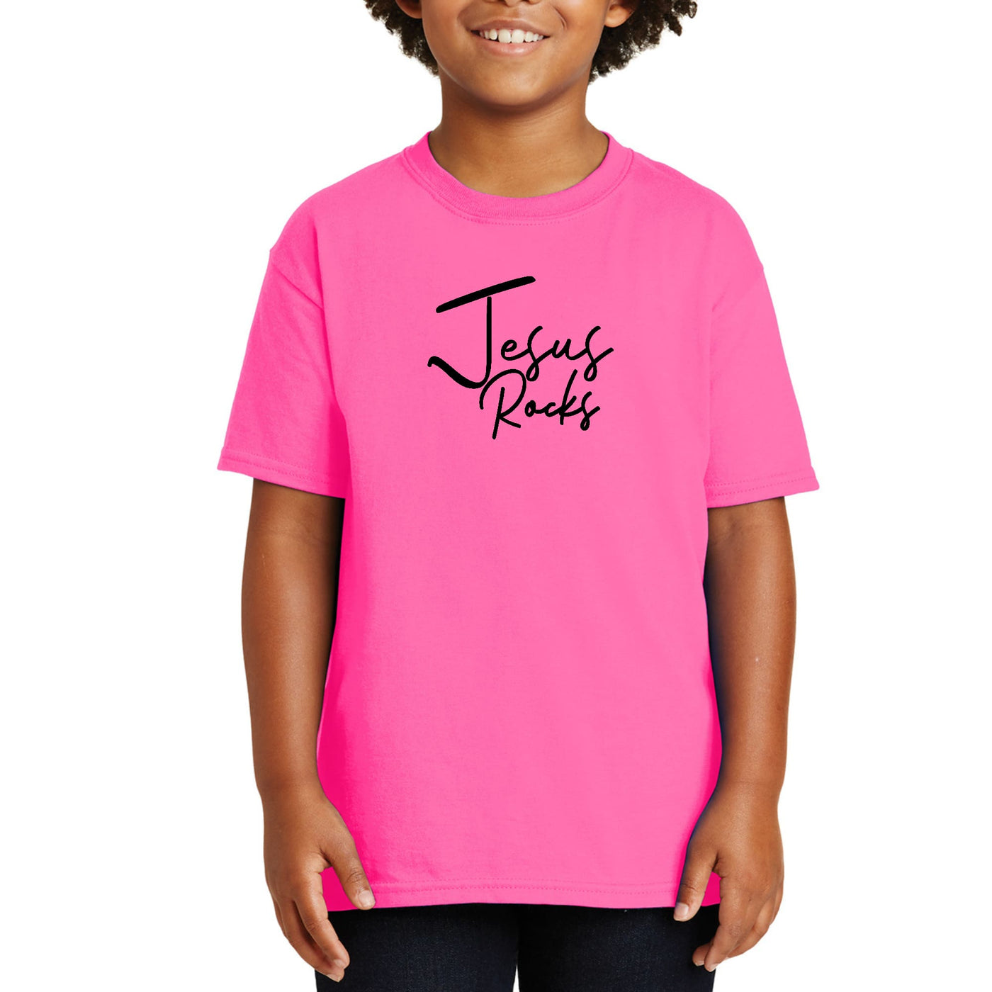 Youth Short Sleeve Graphic T-shirt Jesus Rocks Print - Youth | T-Shirts