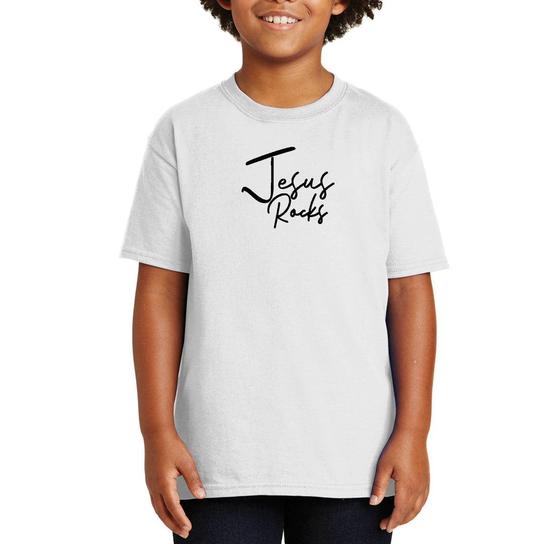 Youth Short Sleeve Graphic T-shirt Jesus Rocks Print - Youth | T-Shirts