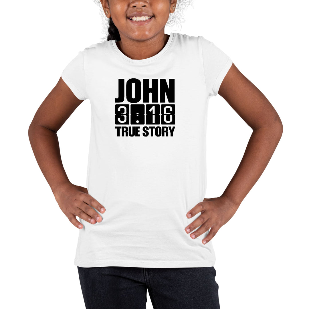 Youth Short Sleeve Graphic T-shirt John 3:16 True Story Print - Girls | T-Shirts