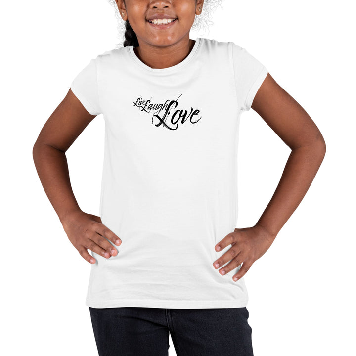 Youth Short Sleeve Graphic T-shirt Live Laugh Love Black Illustration
